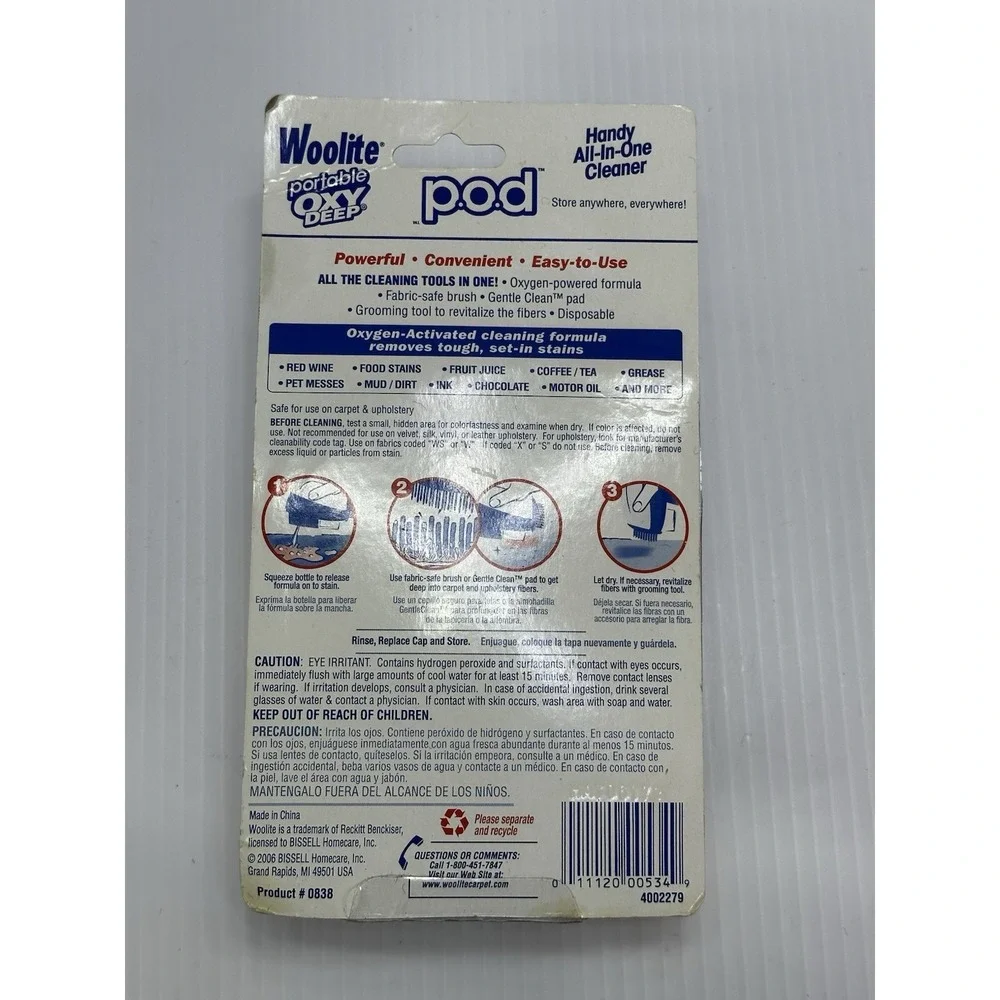 Woolite Portable Oxy Deep POD All In One Carpet‎ Upholstery Cleaner New Sealed